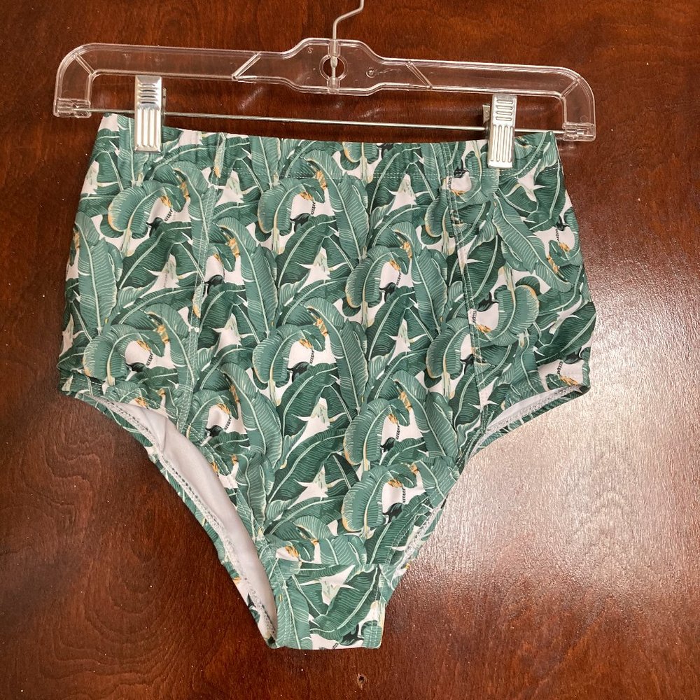 Modcloth High Waisted Leaf Print Bikini Bottoms